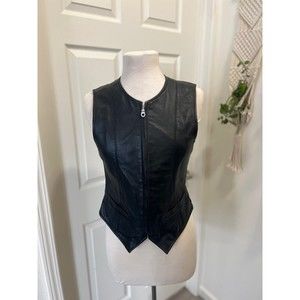Y2K Wilsons Leather Black Zip Front Vest Women's Size Medium